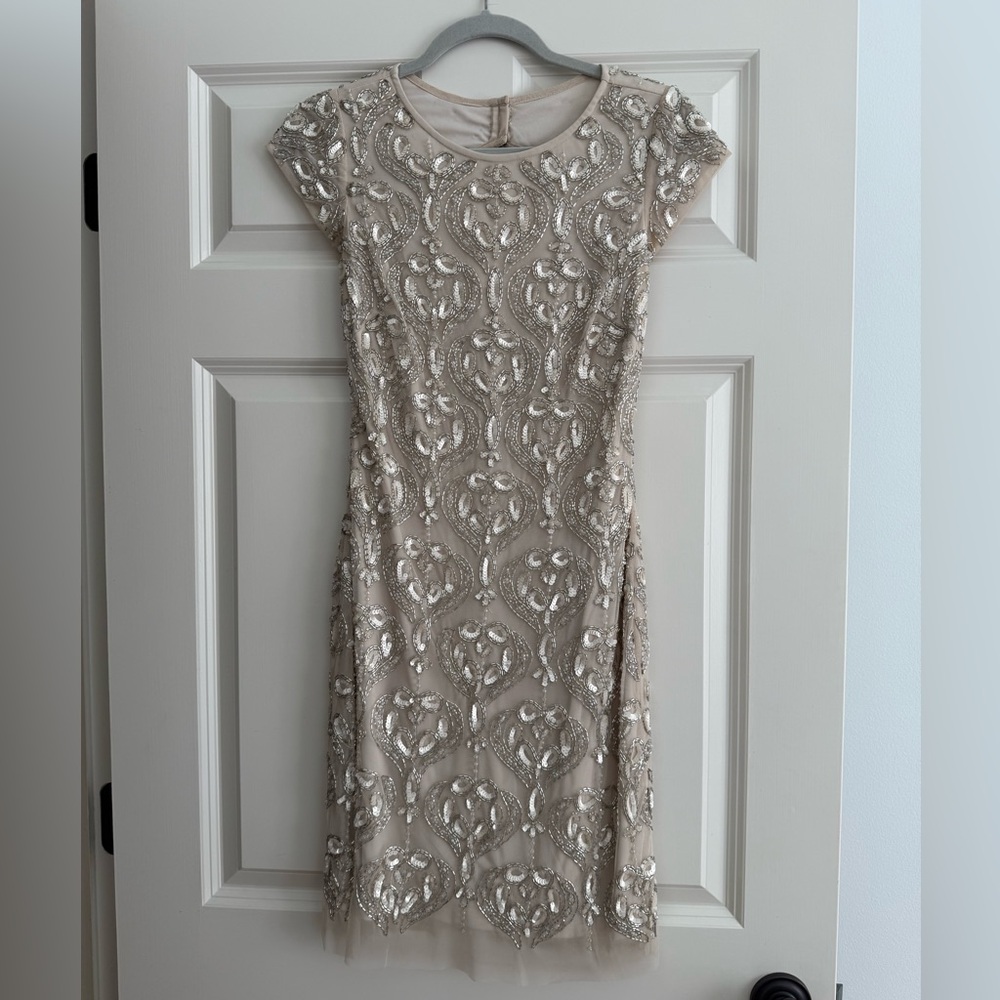 Aidan Mattox Champagne Sequin Mini Dress